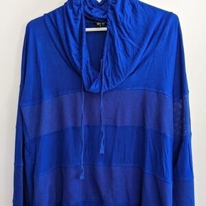 CABLE And Gauge Mesh Striped Cowl Neck Tunic